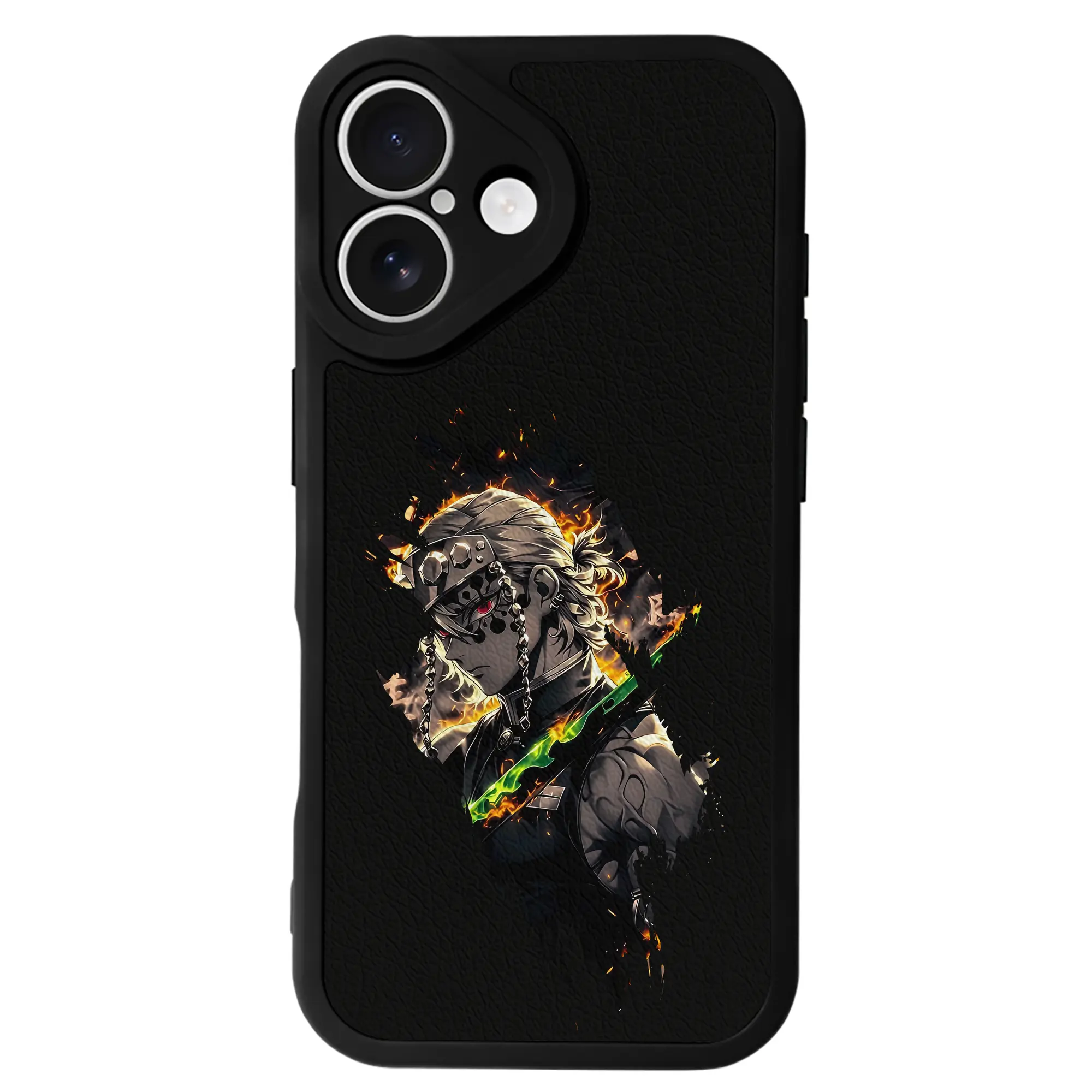 鬼滅の刃 グッズ,宇髄 天元 - IPhone 16シリーズ対応 ・ シリコンスマホケース ・ レザー調 ・ 高精度フィット ・ 耐衝撃 ・ ワイヤレス充電対応 ・ 精密カット